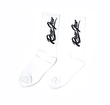 Rawgear Script Logo High Socks 1-Pair, White (Adult)