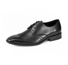 Asher Green Genuine Leather Wingtip Dress Shoe AG112, Black