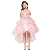 Cinderella Couture High Low Tulle Flower Lace Dress 9120, Dusty Rose