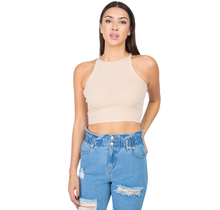 Racer Basic Crop Top IT91603, Beige