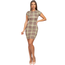 Haute Monde Plaid Short Sleeve Bodycon Dress HMD13158, Dusty Sage