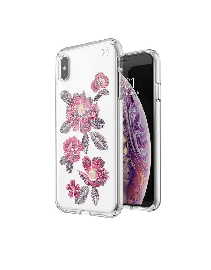 Speck Speck  Presidio Clear + Print iPhone XS Max - Embroidered Floral Fuchsia/Clear