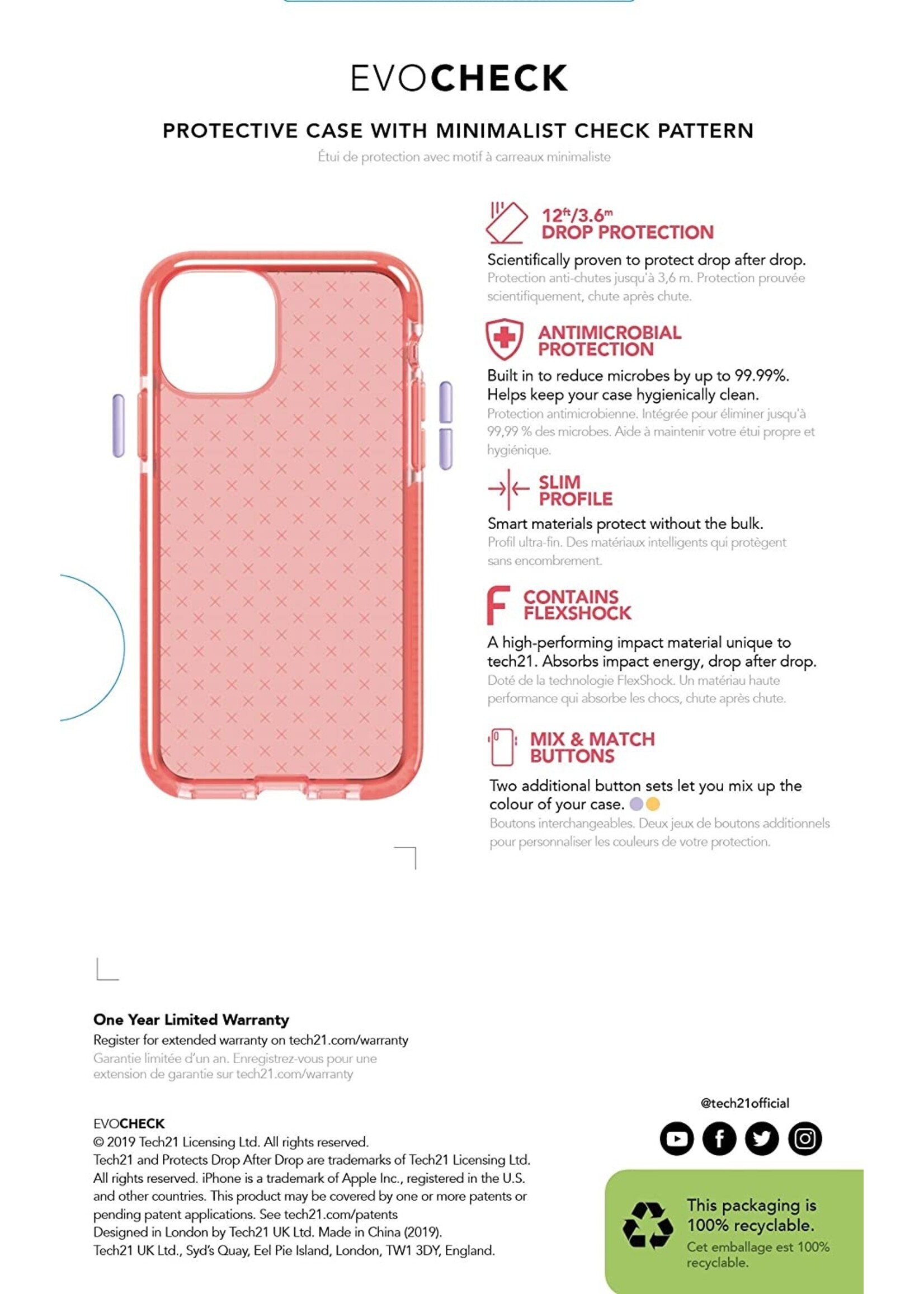 Tech21 Tech21 (Apple Exclusive) Evo Check for iPhone 11 Pro Max - Coral