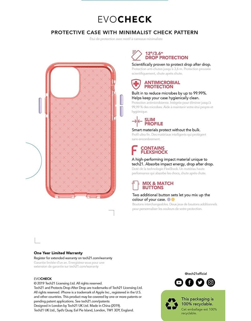 Tech21 Tech21 (Apple Exclusive) Evo Check for iPhone 11 Pro Max - Coral
