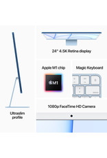 APPLE Apple 24" iMac with M1 Chip (Mid 2021, Blue) Apple M1 8-Core CPU 8GB Unified RAM | 256GB SSD 24"" 4480 x 2520 Retina Display 7-Core GPU | 16-Core Neural Engine