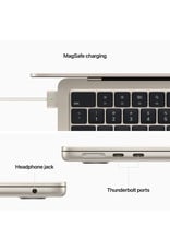 APPLE Apple MacBook Air 13.6" with Retina Display, M2 Chip with 8-Core CPU and 8-Core GPU, 8GB Memory,256GB SSD, Starlight, Mid 2022