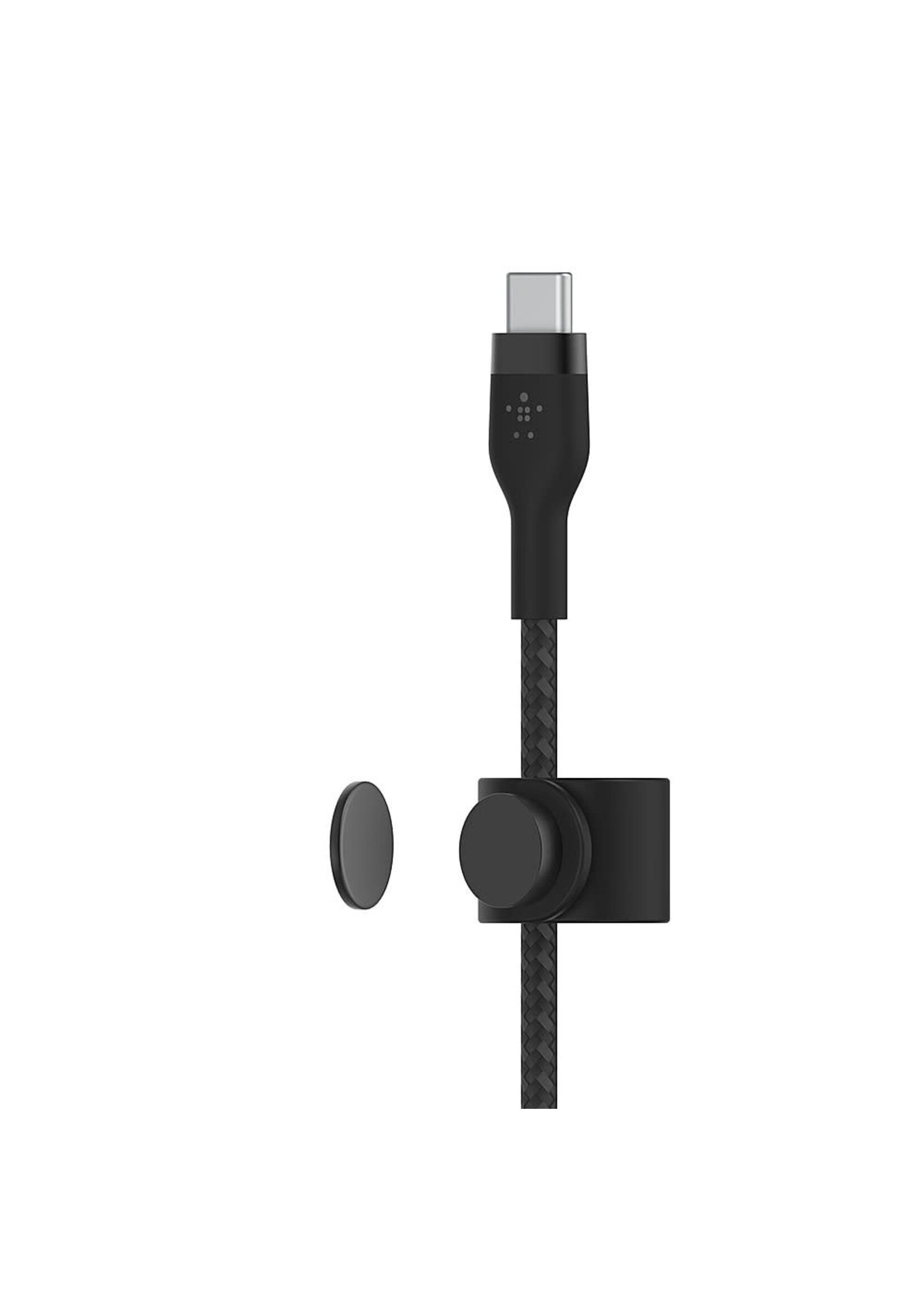 BELKIN Belkin USB-C to USB Belkin BOOST CHARGE PRO Flex USB Type-C to USB Type-C Male Cable (6.6', Black)-C 2.0 Braid Silver 2M Black