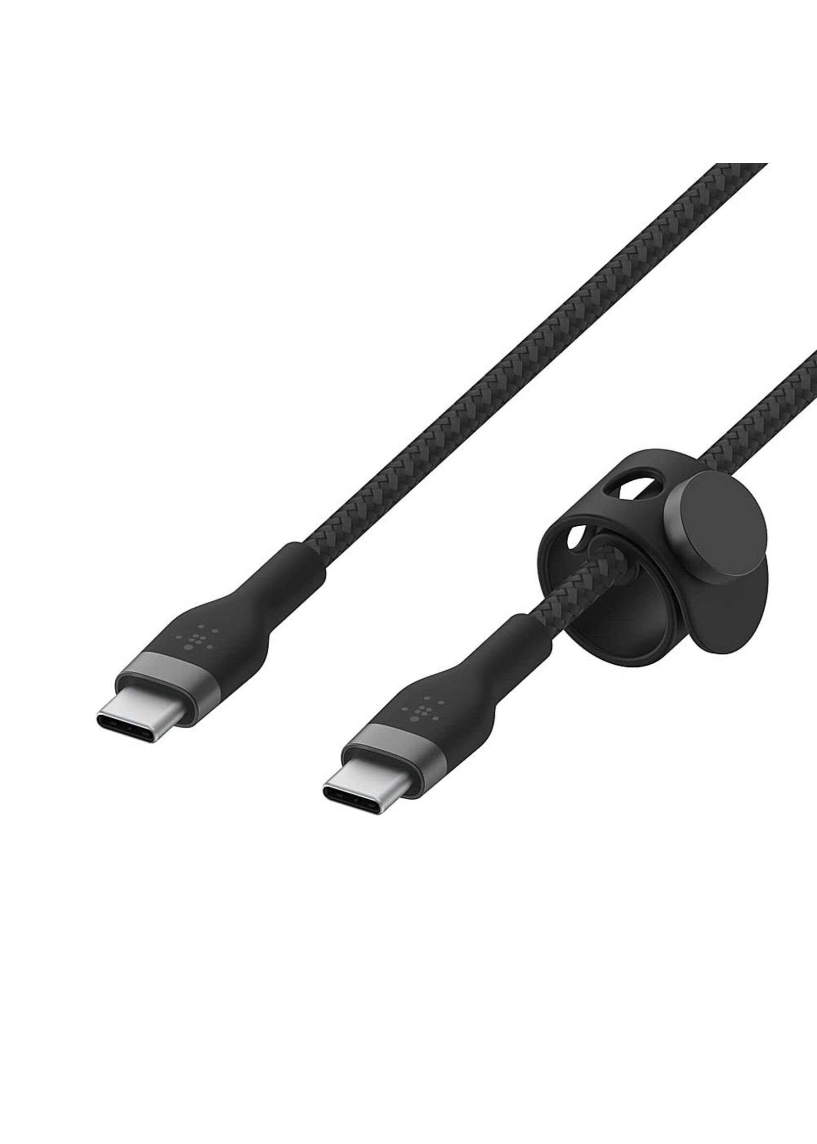 BELKIN Belkin USB-C to USB Belkin BOOST CHARGE PRO Flex USB Type-C to USB Type-C Male Cable (6.6', Black)-C 2.0 Braid Silver 2M Black