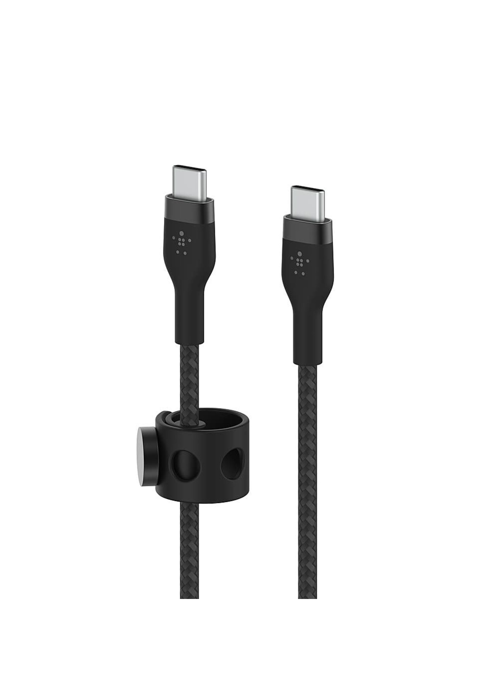 BELKIN Belkin USB-C to USB Belkin BOOST CHARGE PRO Flex USB Type-C to USB Type-C Male Cable (6.6', Black)-C 2.0 Braid Silver 2M Black