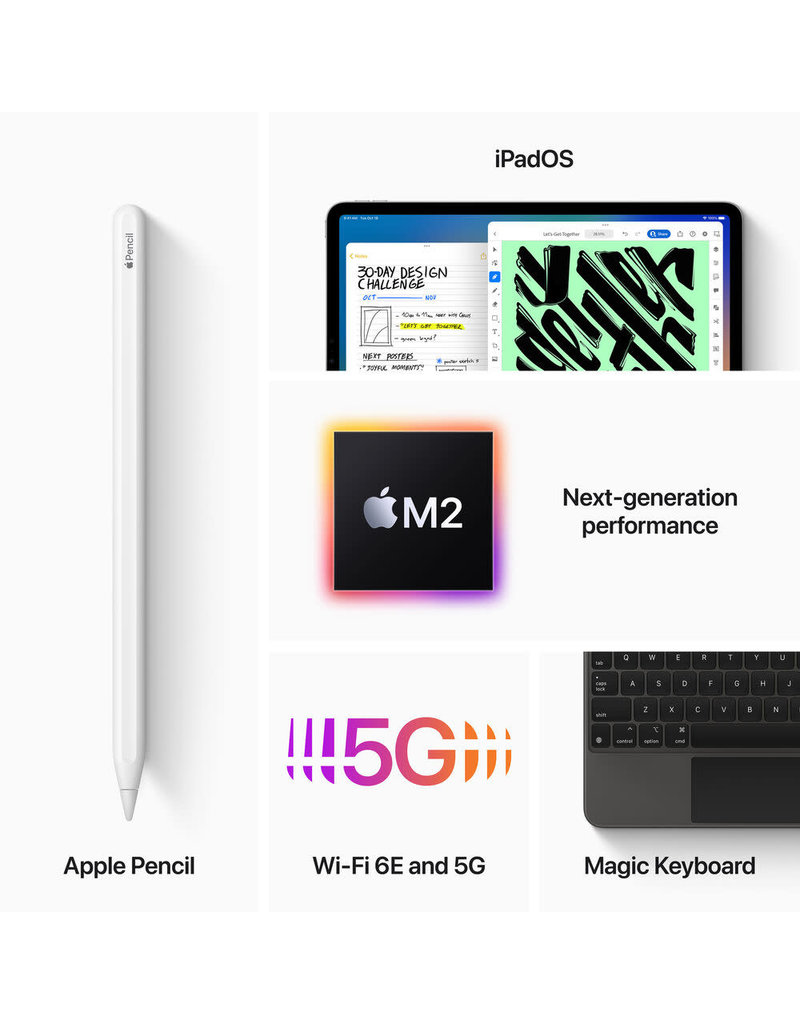 APPLE Apple iPad Pro Retina 12.9", 256GB, WiFi + Cellular, Space Gray (6th Generation - November 2022)