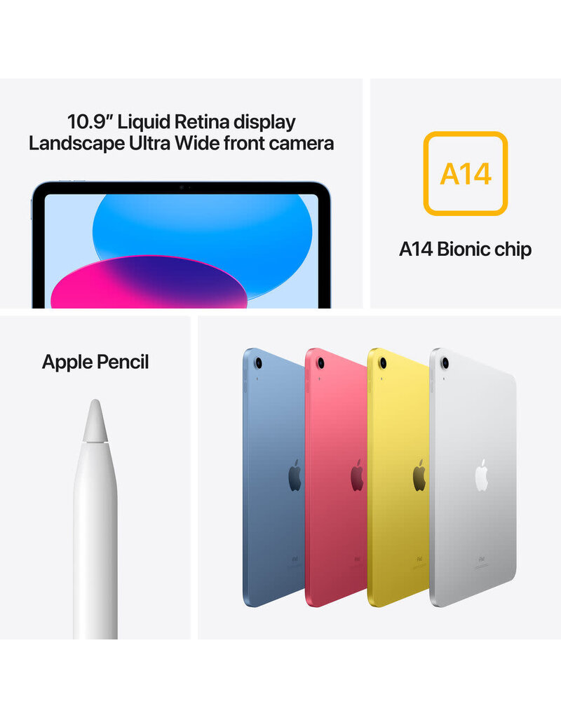 APPLE Apple 10.9" iPad (10th Gen, 256GB, Wi-Fi Only, Silver)