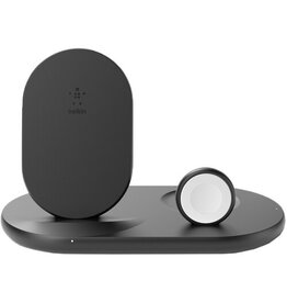 BELKIN Belkin - 3-in-1 Wireless Charger - Fast Charging Stand for iPhone, Watch & AirPods - Qi-Certified Charger - Case Compatible - Black