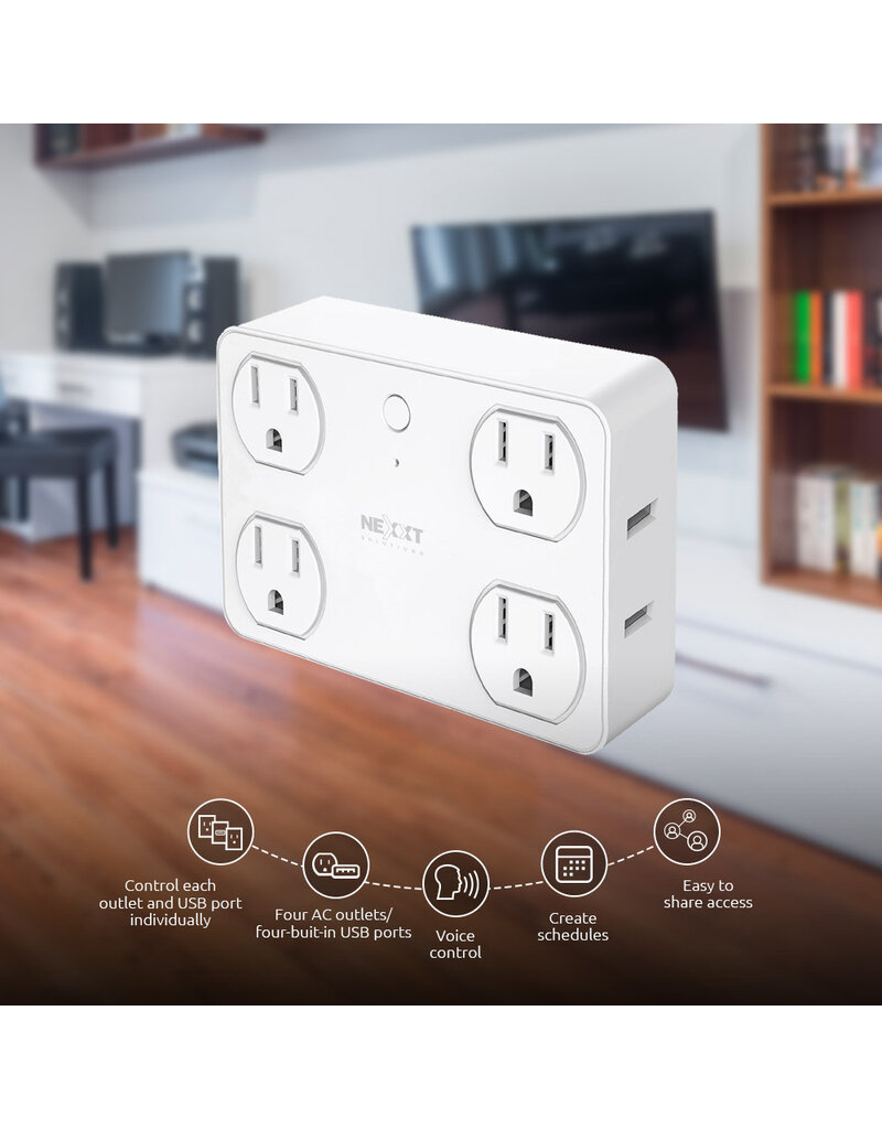 Nexxt Smart Home Surge Protector 4 Outlets / USB Port - iWorld