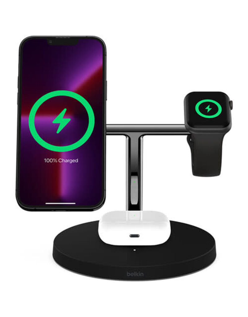 BELKIN Belkin - Boost Charge Pro 3-in-1 Wireless Charging Stand with Magsafe (Black)