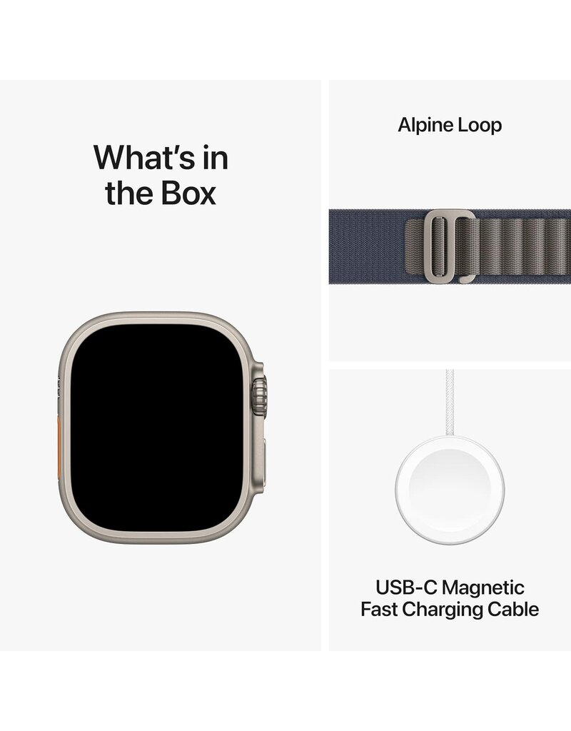 APPLE Apple Watch Ultra 2 GPS + Cellular, 49mm Titanium Case with Blue Alpine Loop - Medium
