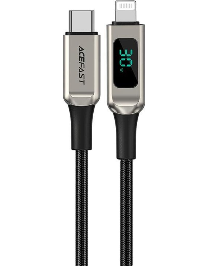 ACEFAST ACEFAST C6-01 USB-C to Lightning with Digital Display 1.2m Braided Cable- Silver