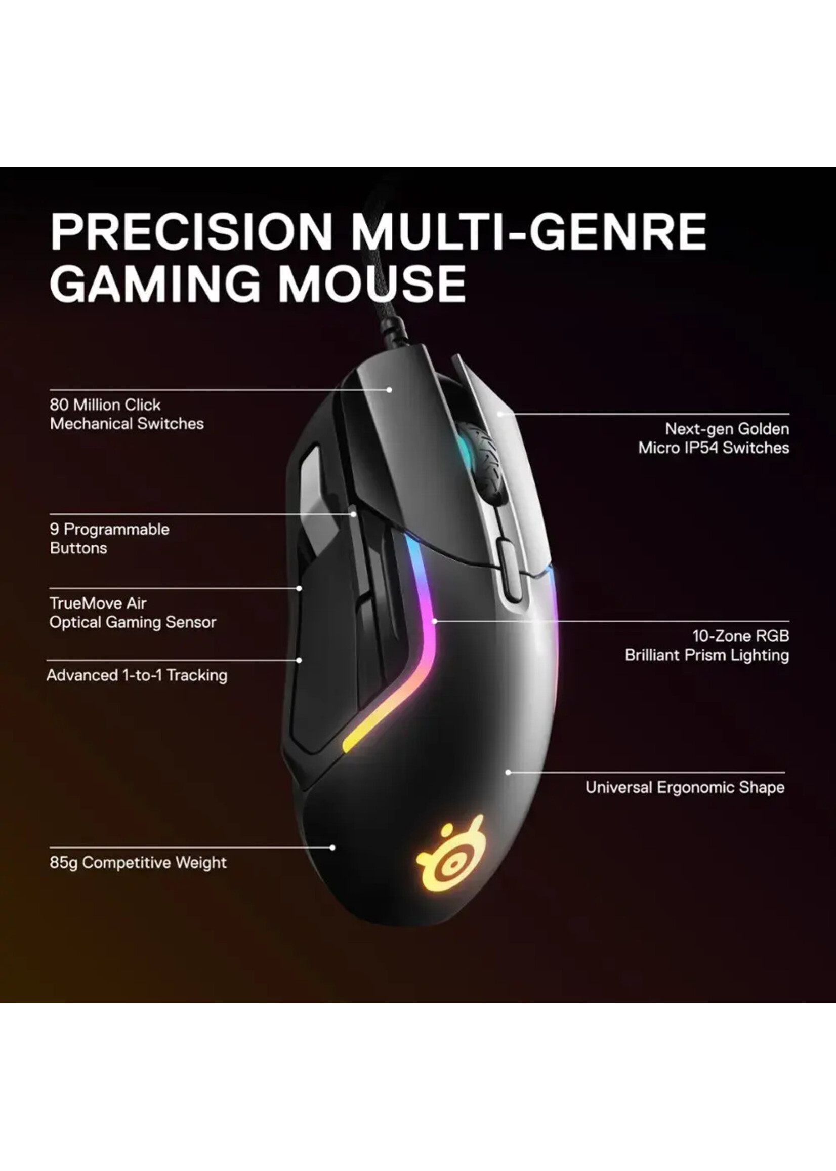 SteelSeries SteelSeries - Rival 5 Wired Optical Gaming Mouse with RGB Lighting - Black