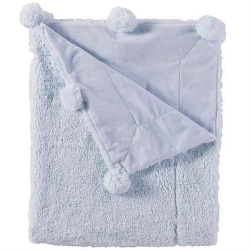 MUDPIE Mudpie Blue Pom-Pom Blanket MUDPIE Mudpie Blue Pom-Pom Blanket