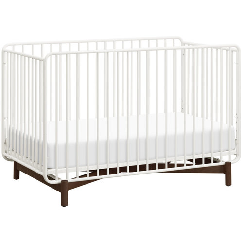 BABYLETTO Babyletto Bixby Metal Crib with Toddler Bed Conversion Kit in Warm White/Walnut Stain BABYLETTO Babyletto Bixby Metal Crib with Toddler Bed Conversion Kit in Warm White/Walnut Stain