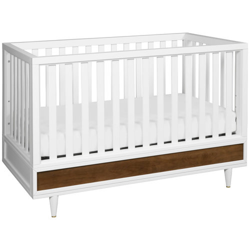 BABYLETTO Babyletto Eero 4-in-1 Convertible Crib with Toddler Bed Conversionkit in White/Natural Walnut BABYLETTO Babyletto Eero 4-in-1 Convertible Crib with Toddler Bed Conversionkit in White/Natural Walnut