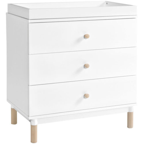 BABYLETTO Babyletto Gelato 3-Drawer Changer in White with Washed Natural Feet BABYLETTO Babyletto Gelato 3-Drawer Changer in White with Washed Natural Feet