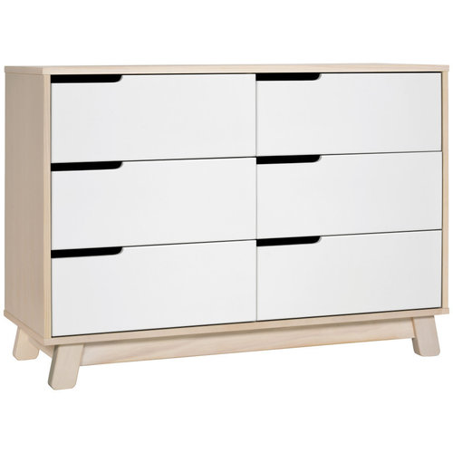 BABYLETTO Babyletto Hudson 6-Drawer Double Dresser In Washed Natural and White BABYLETTO Babyletto Hudson 6-Drawer Double Dresser In Washed Natural and White