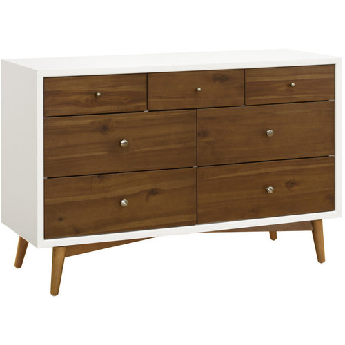 BABYLETTO Babyletto Palma 7-Drawer Double Dresser in Warm White with Natural Walnut BABYLETTO Babyletto Palma 7-Drawer Double Dresser in Warm White with Natural Walnut