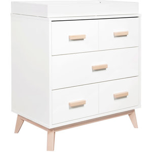 Babyletto Scoot 3 Drawer Changer Dresser In White Washed Natural