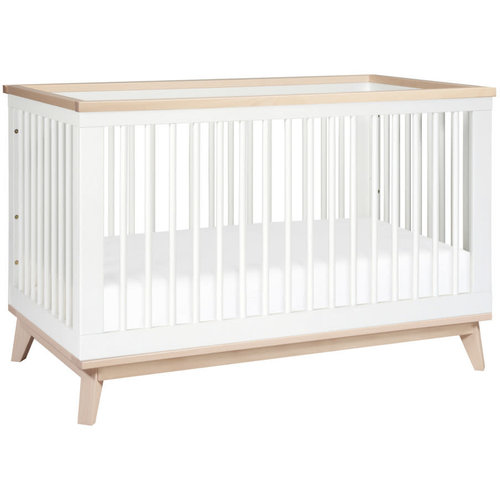 BABYLETTO Babyletto Scoot 3-in-1 Convertible Crib with Toddler Bed Conversion Kit in White/Washed Natural BABYLETTO Babyletto Scoot 3-in-1 Convertible Crib with Toddler Bed Conversion Kit in White/Washed Natural