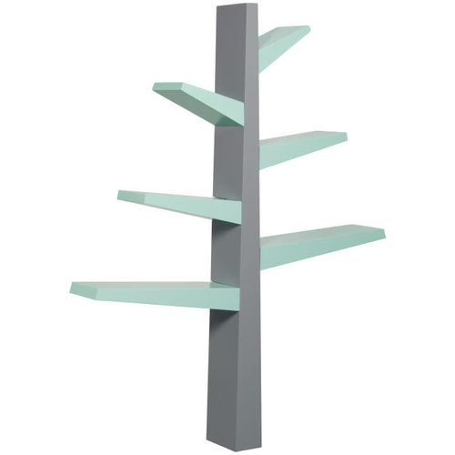 BABYLETTO Babyletto Spruce Tree Bookcase In Grey & Mint Finish BABYLETTO Babyletto Spruce Tree Bookcase In Grey & Mint Finish