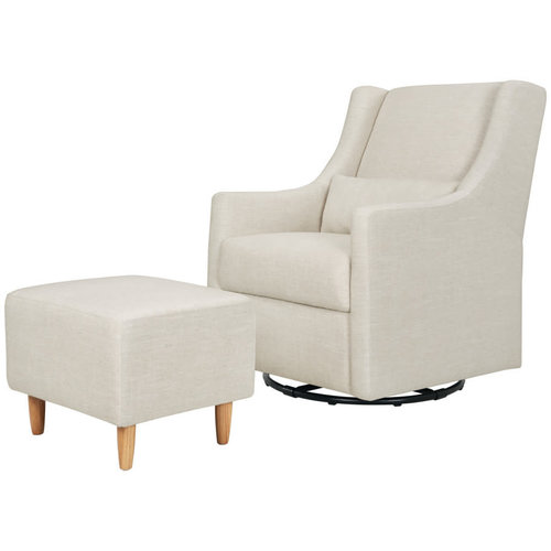 BABYLETTO Babyletto Toco Swivel Glider and Ottoman in White Linen BABYLETTO Babyletto Toco Swivel Glider and Ottoman in White Linen