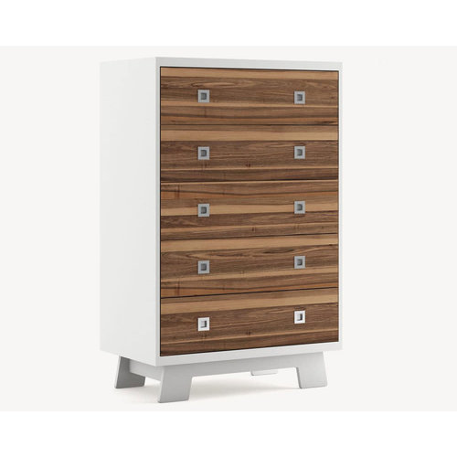 Dutailier Pomelo 5 Drawer Dresser Rustic Grey Walnut With White Bellini Baby And Teen Furniture