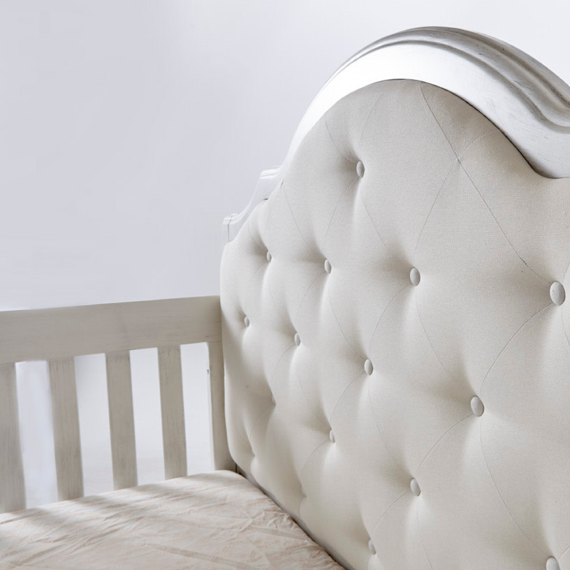Pali Cristallo Forever Crib in Vintage White with Beige Fabric Bellini Baby and Teen Furniture