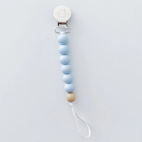 SUGAR + MAPLE Sugar + Maple Pacifier & Teether Clip - Silicone with 1 Beechwood Bead SUGAR + MAPLE Sugar + Maple Pacifier & Teether Clip - Silicone with 1 Beechwood Bead