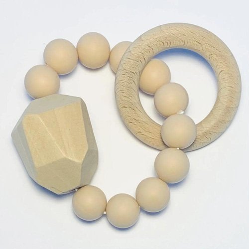 Sugar + Maple Sugar + Maple Silicone & Beechwood Teether Gem Sugar + Maple Sugar + Maple Silicone & Beechwood Teether Gem