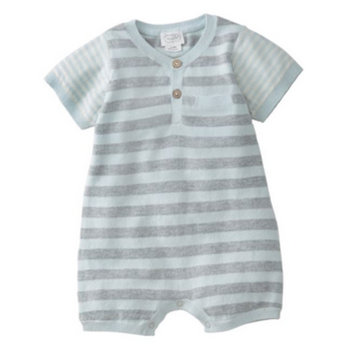 MUDPIE Mudpie Blue Stripe Knitted Romper 6-9M MUDPIE Mudpie Blue Stripe Knitted Romper 6-9M
