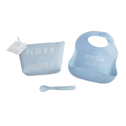 MUDPIE Blue Silicone Feeding Set MUDPIE Blue Silicone Feeding Set