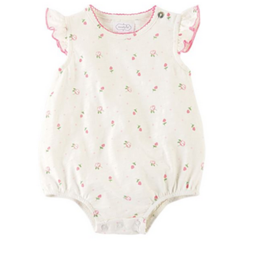 MUDPIE Ivory Printed Rose Crawler 3-6 M MUDPIE Ivory Printed Rose Crawler 3-6 M