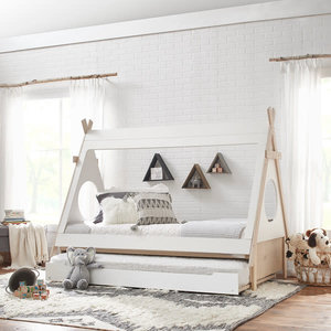 Ti Amo Sierra Tee Bed Trundle, White Wood Twin Bed With Trundle