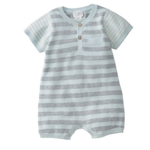 MUDPIE Blue Stripe Knitted Romper 3-6M MUDPIE Blue Stripe Knitted Romper 3-6M