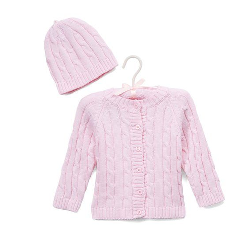 Cable Knit Sweater And Hat- Pink Cable Knit Sweater And Hat- Pink