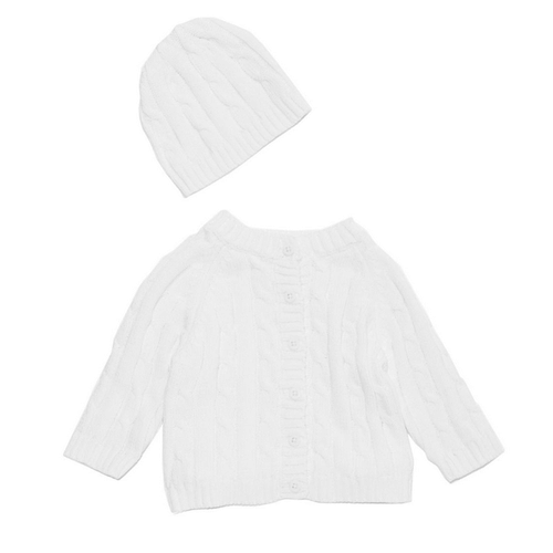 Cable Knit Sweater And Hat White Cable Knit Sweater And Hat White