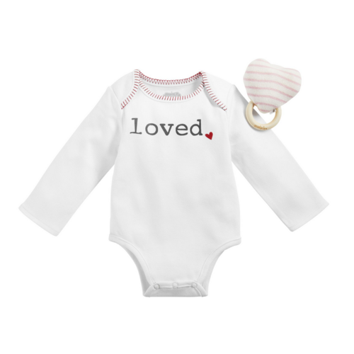 MUDPIE MudPie Loved Baby Bodysuit and Rattle Set MUDPIE MudPie Loved Baby Bodysuit and Rattle Set