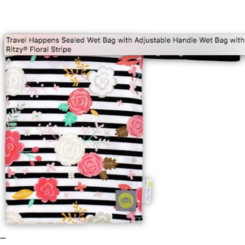 ITZY RITZY Itzy Ritzy Floral Stripe "Travel Happens" Wet Bag ITZY RITZY Itzy Ritzy Floral Stripe "Travel Happens" Wet Bag