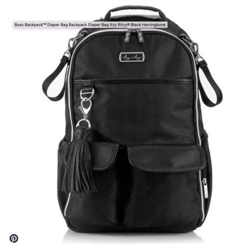 ITZY RITZY Itzy Ritzy Black Herringbone Boss Backpack Diaper Bag ITZY RITZY Itzy Ritzy Black Herringbone Boss Backpack Diaper Bag