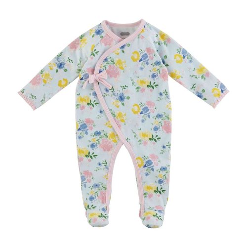 MUDPIE Mudpie Blue Floral Kimono Sleeper MUDPIE Mudpie Blue Floral Kimono Sleeper