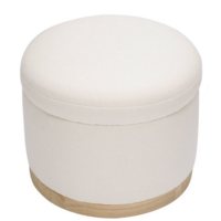 Naka Storage Ottoman in Performance Cream Eco-Weave w/ Light Wood Base