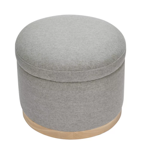 BABYLETTO Naka Storage Ottoman in Performance Grey Eco-Weave w/ Light Wood Base BABYLETTO Naka Storage Ottoman in Performance Grey Eco-Weave w/ Light Wood Base