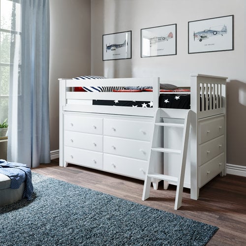 JACKPOT-DELUXE Jackpot Deluxe Windsor Twin Storage Loft Bed with Two Dressers JACKPOT-DELUXE Jackpot Deluxe Windsor Twin Storage Loft Bed with Two Dressers