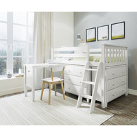 Jackpot Deluxe Windsor Twin-Size Storage Loft Bed with Two Dressers + Desk